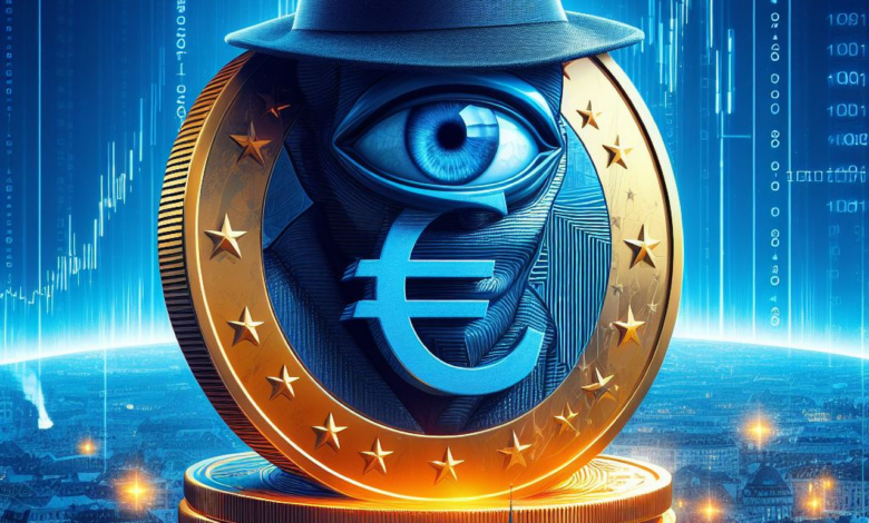 euro, blockchain, technology, digital, bank, money, policy, economy, central, european, cbdc, digital euro, privacy, bitcoin, data, protection, surveillance, confidentiality, ai generated