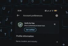Account preferences screen with verification prompt