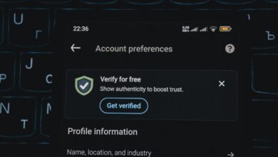 Account preferences screen with verification prompt
