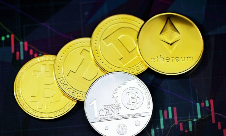 gold round coins on purple surface