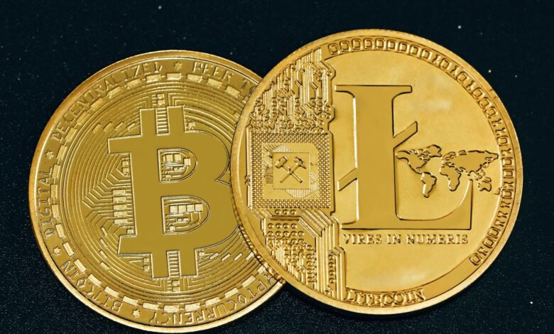 a close up of a gold bit coin