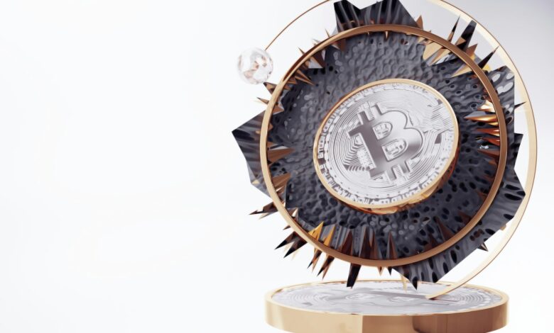 a clock with a bitcoin inside of it